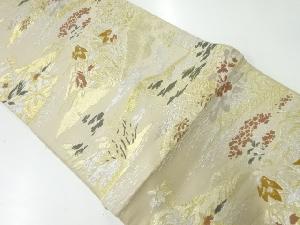 アンティーク　遠山風景模様織出し袋帯（材料）